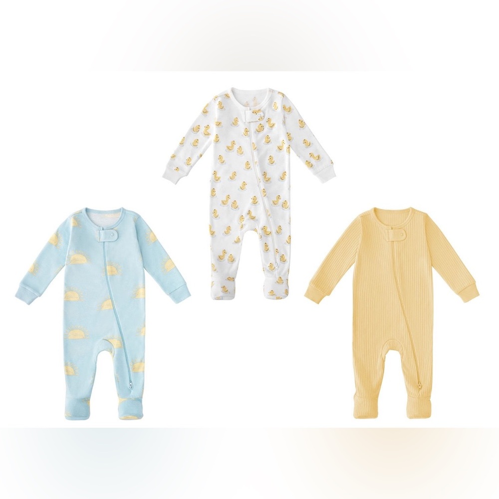 Member’s Mark 3 Pc Set Gender Neutral Footie Sleepers 100% Organic Cotton 3 Mon